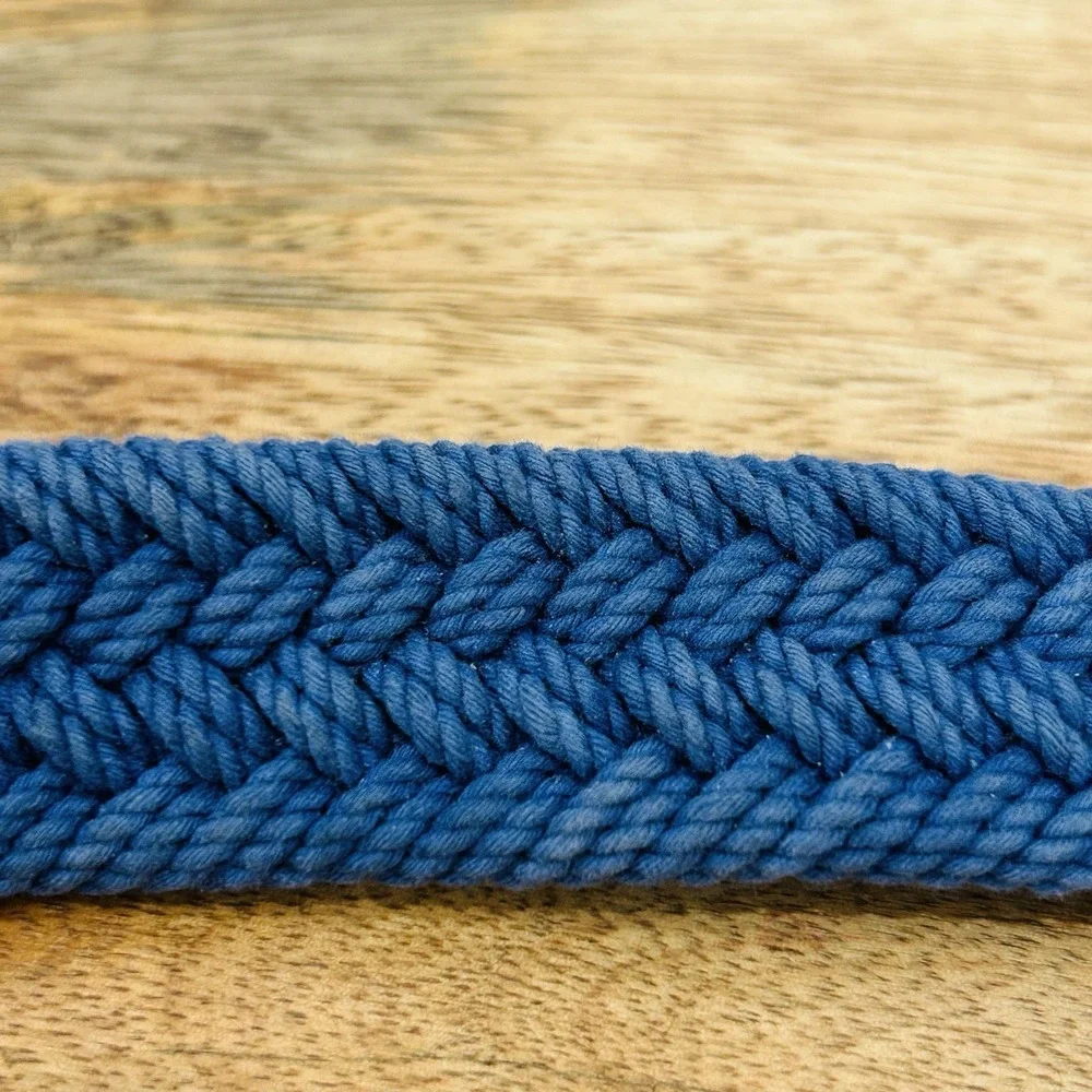 Brooks Brothers blue webbed d ring belt Men's Size Medium Overall Length 46